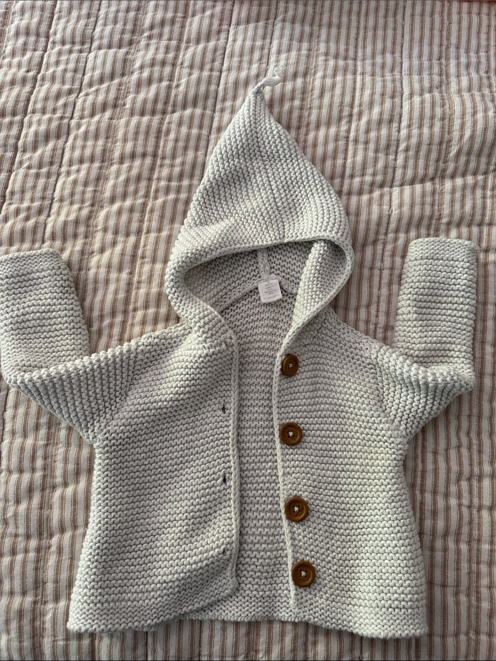 Nordstrom Light Gray Knit Baby Hoodie